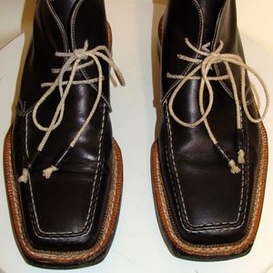 DINO CORVARI MENS BLACK LEATHER ANKLE BOOTS SZ 9M